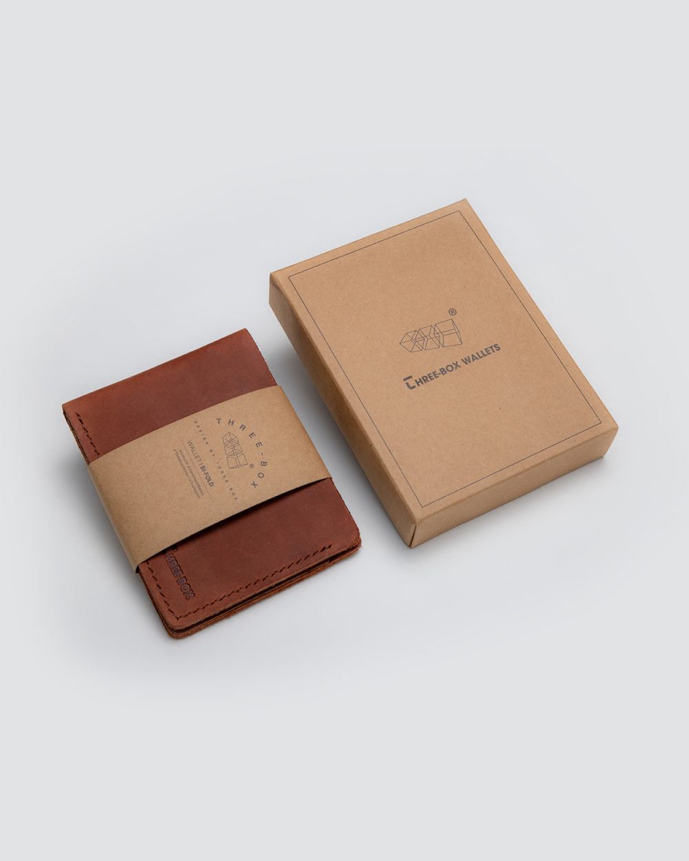Ví nam da bò sáp dỏ Three Box 1