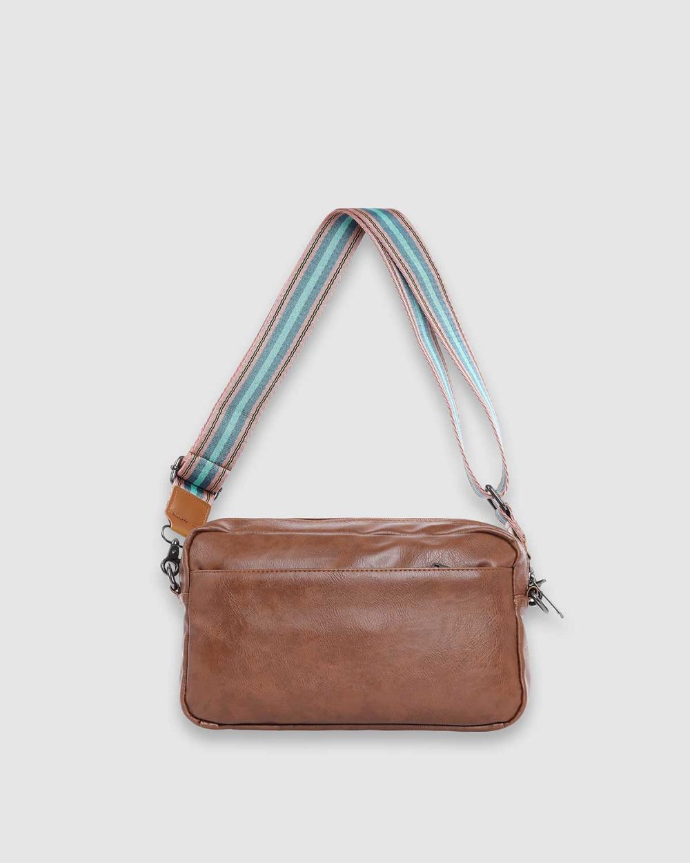 Alternative view of Túi da đeo chéo dây thổ cẩm Three-Box | MS1383TC